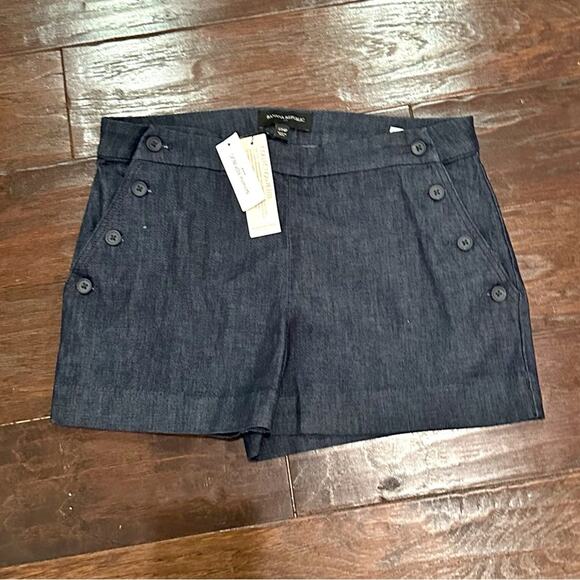 Banana Republic Shorts Blue Chambray Size 27 4 Petite 4P Button Sailor NWT - Picture 7 of 14